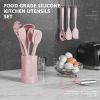 Silicone Cooking Utensils Set - 446°F Heat Resistant Kitchen Utensils, Spatula,Turner Tongs,Spoon,Whisk