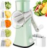 Rotary Cheese Grater, 5 in 1 Cheese Grater with Handle, Replaceable Stainless Blades Cheese Shredder, Cheese Vegetable Slicer