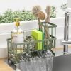 Kitchen Sink Caddy, Sponge Holder for Kitchen Sink, Kitchen Sink Organzier and Storage with High Brush Holder, 304 Stainless Gadgets Sink Accessories